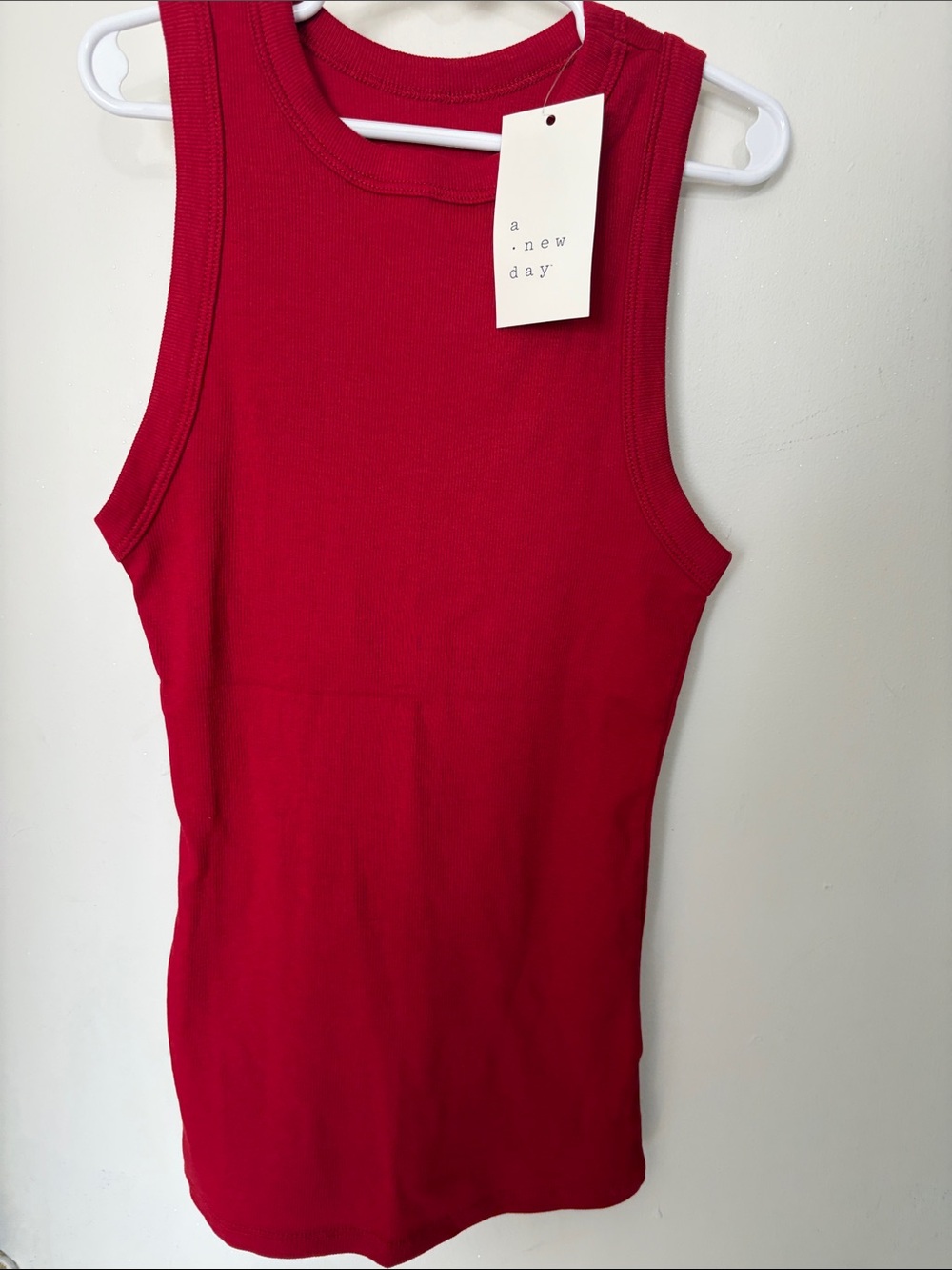 a new day Red Ribbed Sleeveless Tank Top NWT XS
